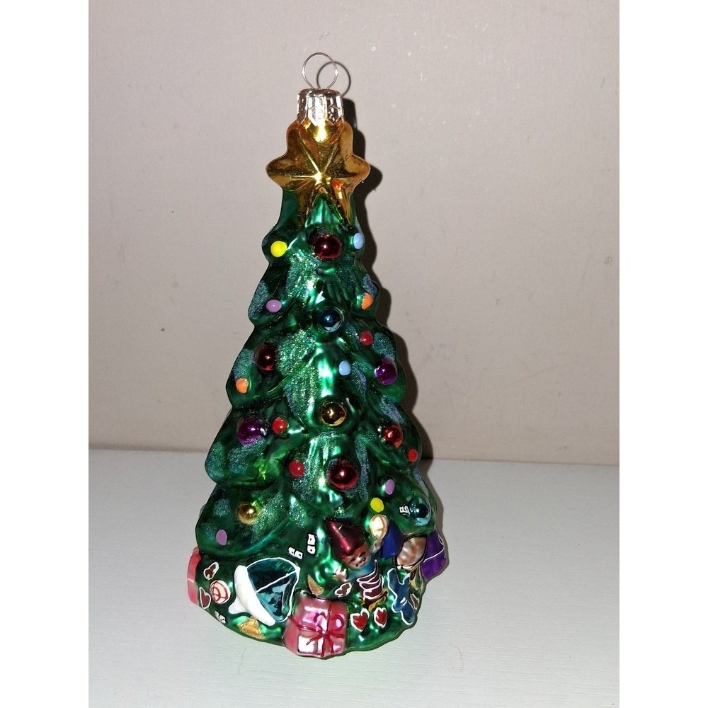 Christopher Radko Christmas Tree Glass Ornament 6.25" Hand Blown Vintage